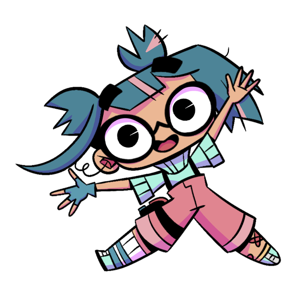 Así es Enoki, uno de los protagonistas principales de Enoki&Snip. Siempre se está riendo de sus propios chistes e incluso de sí misma. Desde que lleva un implante auditivo, bromea con que es medio cyborg. Si le das un destornillador, cambiará el mundo. Además tiene un súper poder, ella cree que: Nada es imposible.